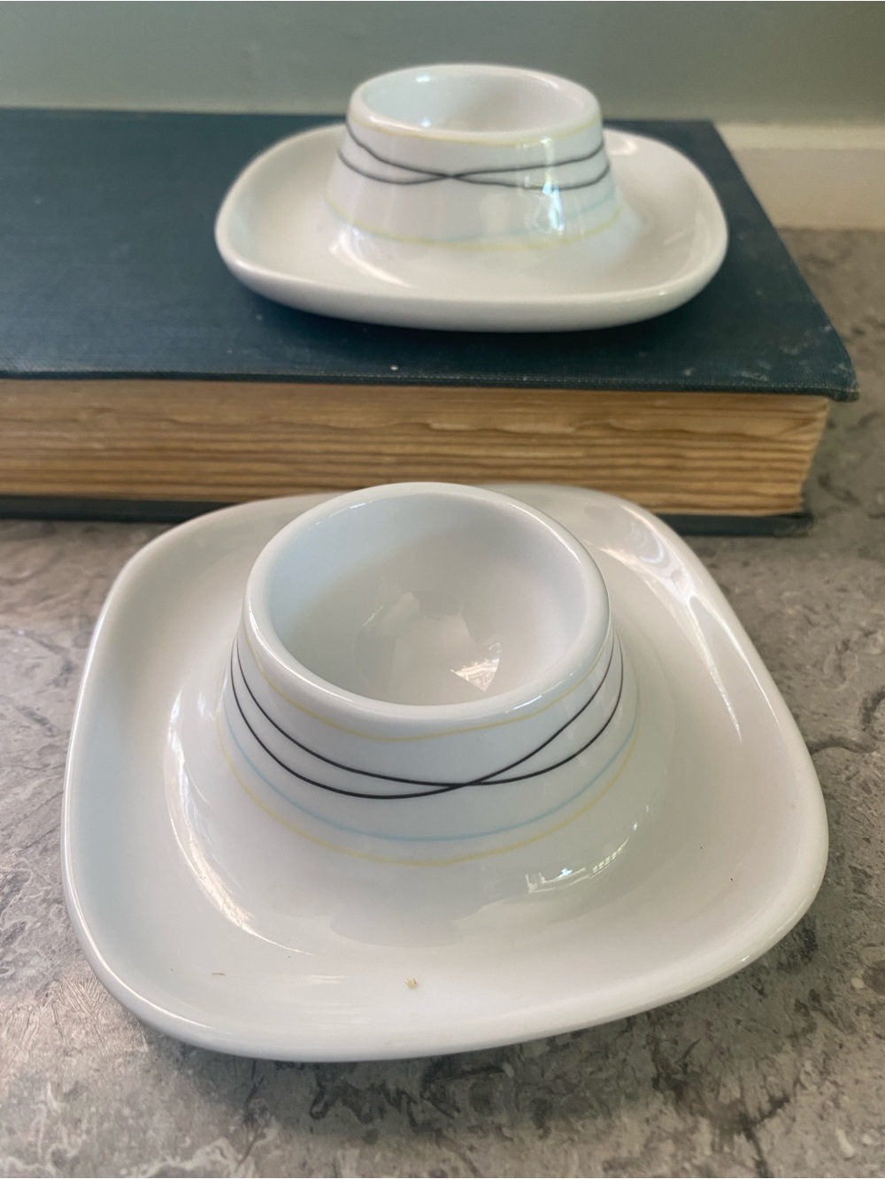 IKEA  365+ Egg CWhite Porcelain Egg Cup Pair 1990s